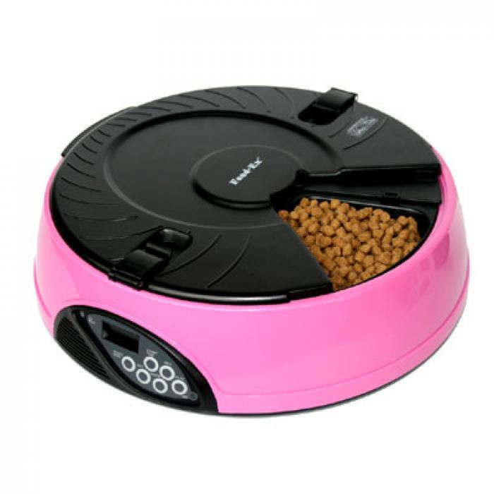 фотография Автоматическая кормушка на 6 кормлений для кошек и мелких пород собак, розовая  - 3500 р.