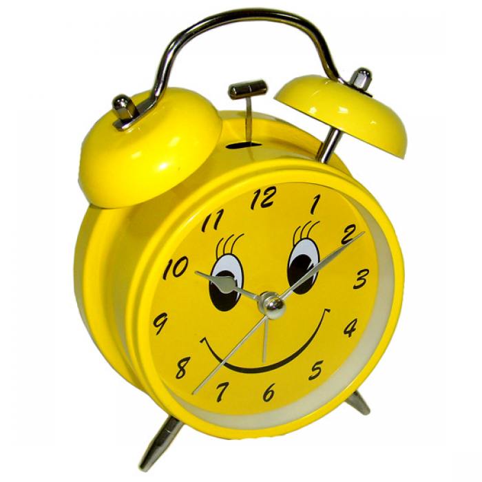 фотография Часы будильник D-11,6 см Смайл жёлтый   - 800 р.